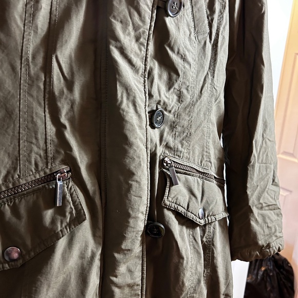 Ricki's Ladies Size XS Olive Green Fleece Vest Hip Length Hooded Winter Coat - Picture 13 of 15